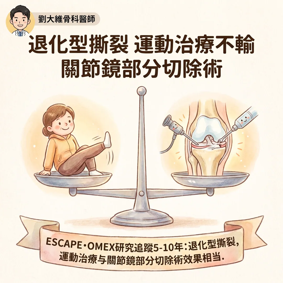 半月板損傷是不是一定要開刀？搞懂「外傷型」與「退化型」，治療選擇大不同 衛教圖 4