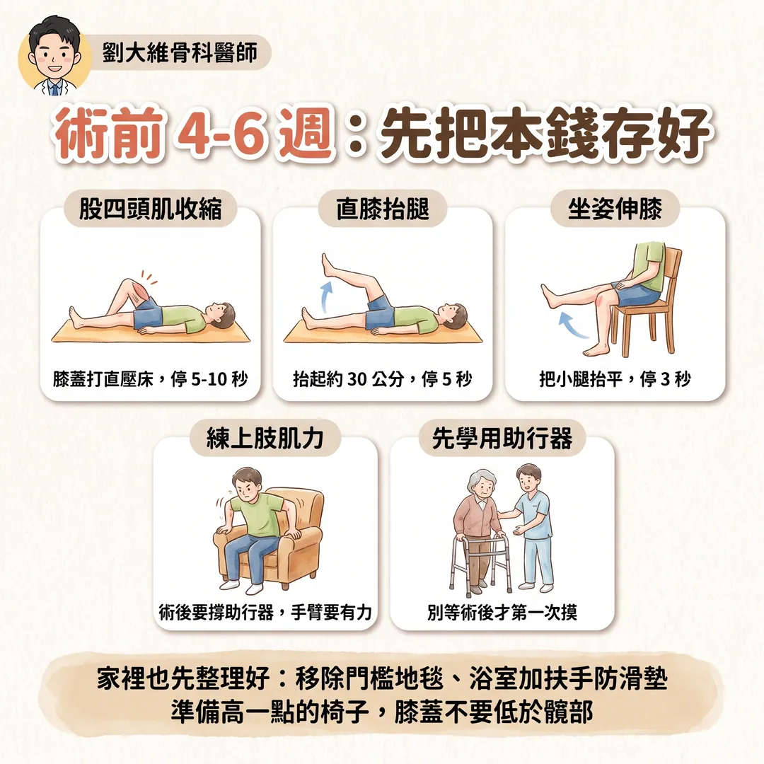 膝關節置換術後的復健計畫：一份從術前到半年的完整時間表 衛教圖 3